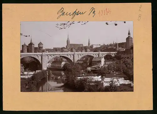 Fotografie Brück & Sohn Meissen, Ansicht Bautzen, Blick nach der Stadt mit der Kronprinzenbrücke