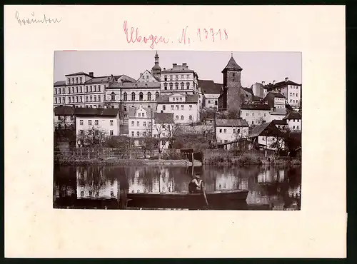 Fotografie Brück & Sohn Meissen, Ansicht Elbogen, Blick über den Fluss auf die Stadt