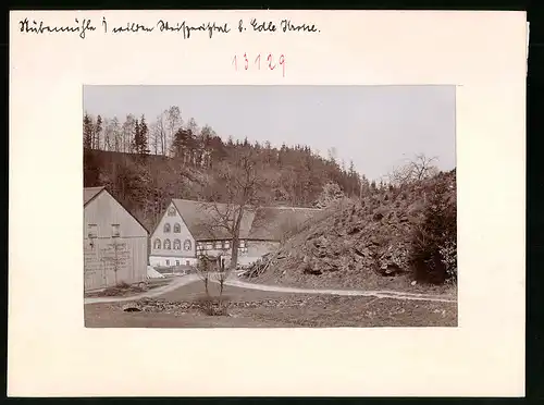 Fotografie Brück & Sohn Meissen, Ansicht Edle Krone, Blick auf die Stübemühle im Wildem Weisseritztal