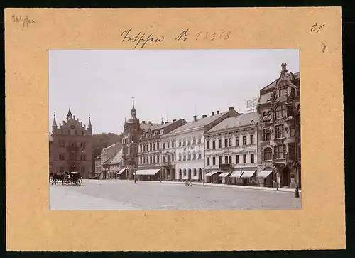 Fotografie Brück & Sohn Meissen, Ansicht Tetschen / Elbe, Marmt mit Hotel zum grünen Baum, Apotheke, Bezirksgericht