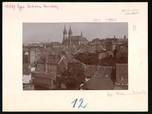 Fotografie Brück & Sohn Meissen, Ansicht Eger, Stadtansicht mit Blick zur Kirche