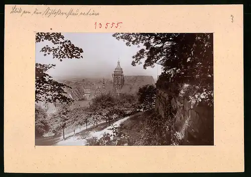 Fotografie Brück & Sohn Meissen, Ansicht Pirna / Elbe, Blick auf die Stadt vom Schlossrestaurant mit Stadtkirche