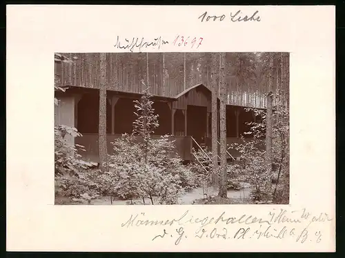 Fotografie Brück & Sohn Meissen, Ansicht Mühlhausen i. V., Männerliegehalle im Heim-Walde des Genesungsheimes