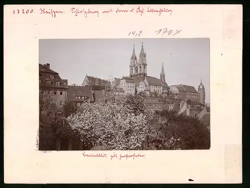 Fotografie Brück & Sohn Meissen, Ansicht Meissen i. Sa., Blick auf den Schlossberg mit Albrechtsburg und Dom