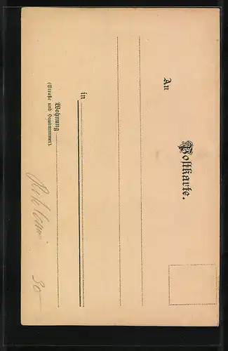 Lithographie Nürnberg, Der Burghof, Hans Sachs-Denkmal und Heidenturm