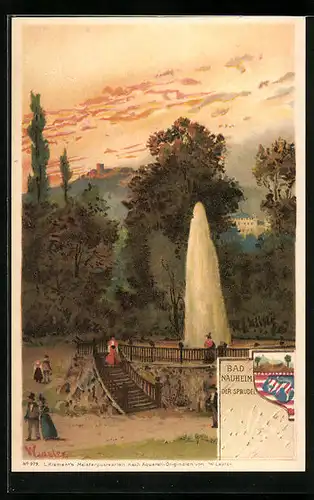 AK Bad Nauheim, Der Sprudel mit Kurpark