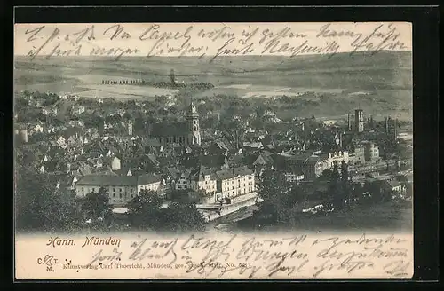 AK Hann. Münden, Teilansicht aus der Vogelschau