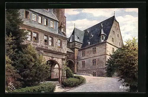 Künstler-AK Marburg, Auf dem Schloss