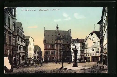 AK Marburg a. d. L., Marktplatz mit Rathaus