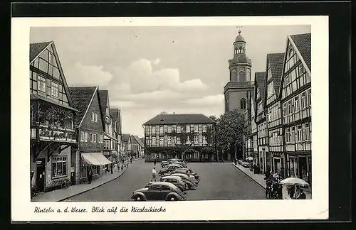 AK Rinteln an der Weser, Blick auf die Nicolaikirche