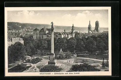 AK Stuttgart, Schlossplatz und Altes Schloss