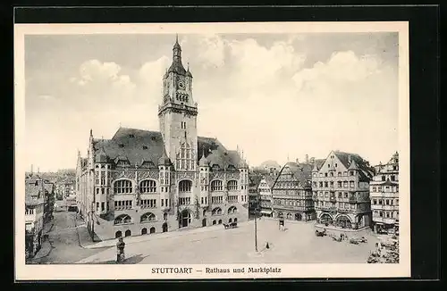 AK Stuttgart, Rathaus und Marktplatz