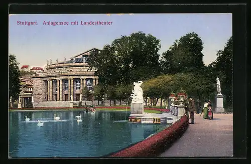 AK Stuttgart, Anlagensee mit Landestheater