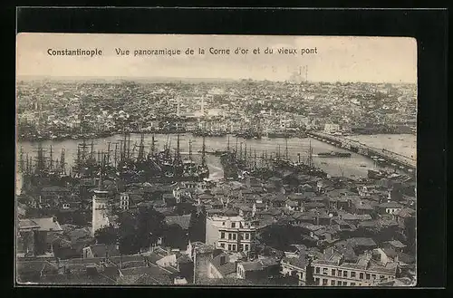 AK Constantinople, Vue panoramique de la Corne d`or et du vieux pont