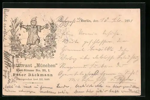 Lithographie Berlin, Restaurant München, Karlstrasse 23, Münchner Kindl