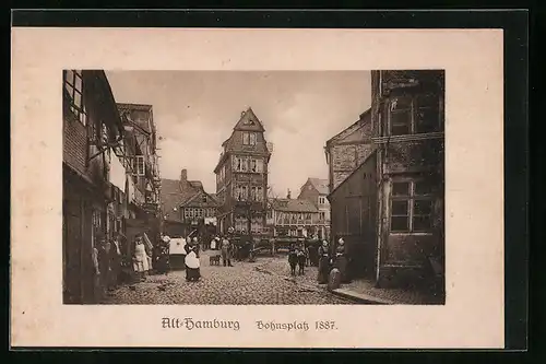 AK Hamburg, Altstadtpartie am Bohnsplatz, 1887