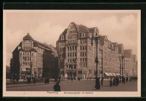 AK Hamburg, Strassenpartie an der Mönckebergstrasse, Bahnhof