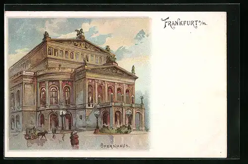 Lithographie Frankfurt a. M., Blick auf das Opernhaus