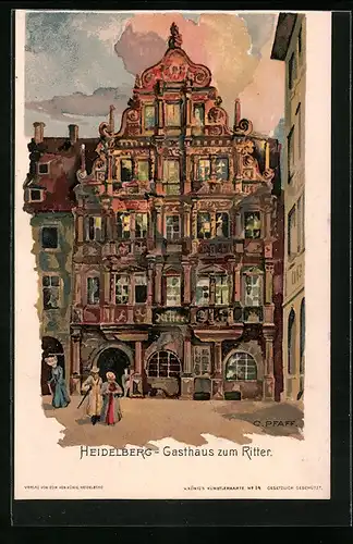 Künstler-AK C. Pfaff: Heidelberg, Gasthaus zum Ritter im Abendrot