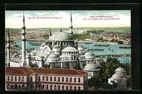 AK Constantinople, Vue panoramique de la Mosquée Suleymanié