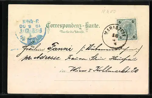 Lithographie Maria Zell, Wallfahrtskirche mit Bergpanorama und Prozession