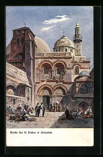 Künstler-AK Jerusalem, Kirche des heiligen Grabes