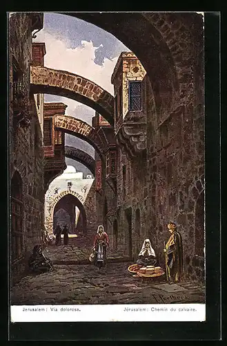 Künstler-AK Jérusalem, Chemin du calvaire
