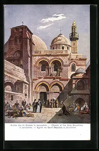 Künstler-AK Jerusalem, Kirche des heiligen Grabes