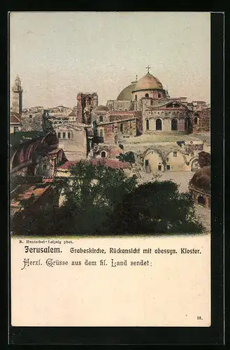 AK Jerusalem, Grabeskirche, Rückansicth mit abessy. Kloster