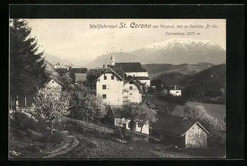 AK St. Corona am Wechsel, Strassenpartie vor Bergpanorama