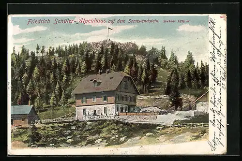 AK Sonnwendstein, Blick auf das Friedrich Schüler-Alpenhaus