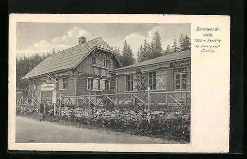 AK Sonnwendstein, Strassenansicht des Gasthofes Lindner
