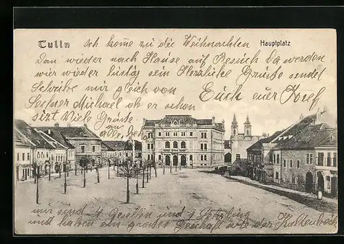 AK Tulln, Hauptplatz mit Blick auf Kirche