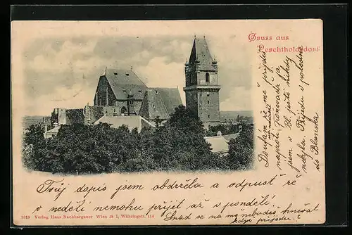 AK Perchtholdsdorf, Teilansicht mit Kirche