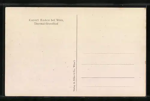 Künstler-AK Baden bei Wien, Thermal-Strandbad aus der Vogelschau