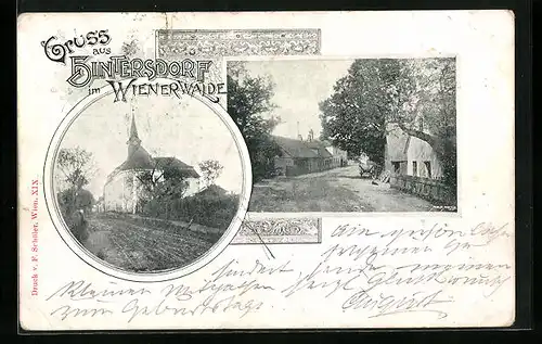 AK Hintersdorf im Wienerwalde, Kirche, Ortspartie