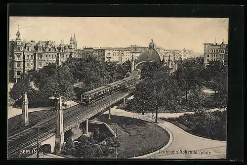 AK Berlin, Die Hochbahn am Nollendorfplatz aus der Vogelschau