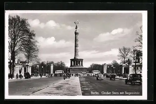 AK Berlin, Strassenpartie Grosser Stern mit der Siegessäule