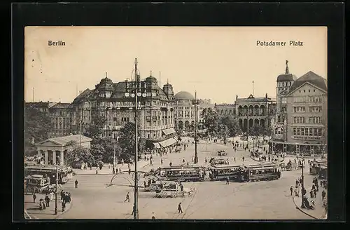 AK Berlin, Strassenbahn auf dem Potsdamer Platz