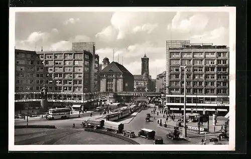 AK Berlin, Blick auf den Alexanderplatz, Strassenbahn