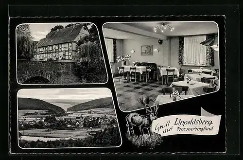 AK Lippoldsberg im Oberweserbergland, Generalansicht, Gast- und Pensionshaus Niemeyer Zur Linde