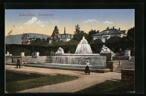 AK Baden-Baden, Brunnen in der Gönner-Anlage