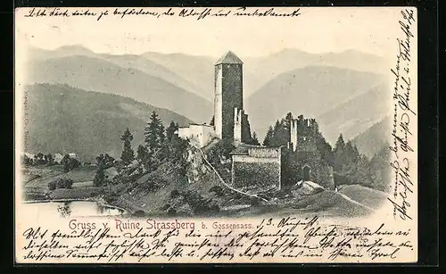 AK Gossensass, an der Ruine Strassberg
