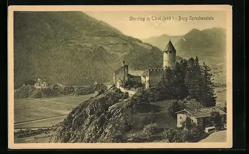AK Sterzing, Ansicht von Burg Sprechenstein mit Talblick
