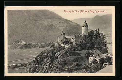 AK Sterzing, Blick auf Burg Sprechenstein und ins Tal