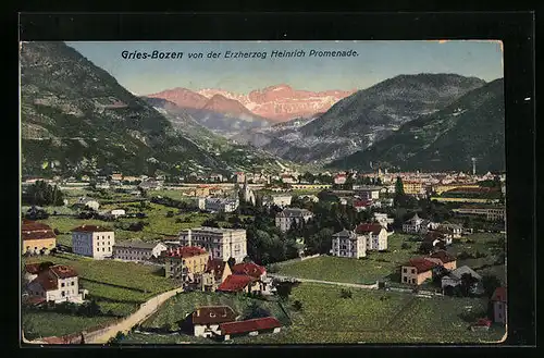AK Bozen-Gries, Generalansicht von der Erzherzog Heinrich Promenade