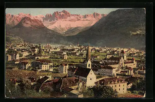 AK Bozen-Gries, Stadtblick mit dem Rosengarten