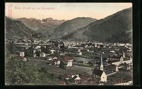 AK Bozen-Gries, Totalansicht mit den Rosengarten