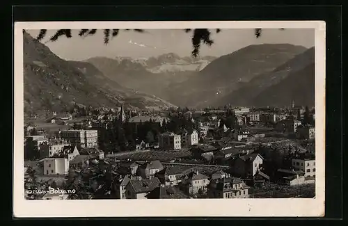 AK Bozen-Gries, Totalansicht der Stadt gegen die Dolomiten