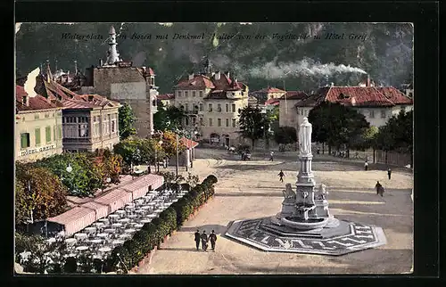 AK Bozen, Walterplatz, Denkmal Walter von der Vogelweide